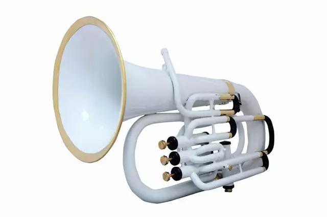 Brand New SAI MUSICAL 4 VALVE EUPHONIUM WHITE COLORED+ brass POLISH WITH CASE