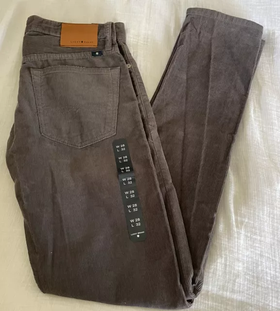 Lucky Brand Mens Heritage Slim  Straight Corduroy Pants 28 x 32 Grey Gray NWT