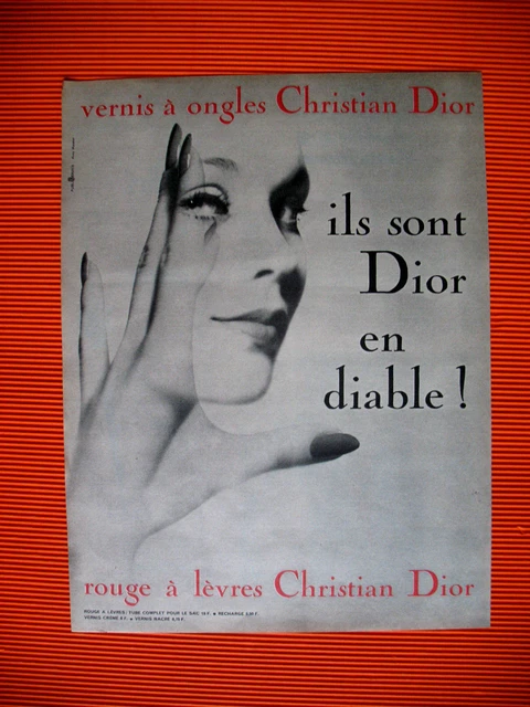 Publicite De Presse Dior En Diable Rouge A Levres Vernis A Ongles Ad 1963
