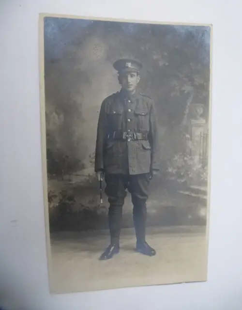 WW1 British Army Postcard  Officer or Soldier Holding Swagger Cane