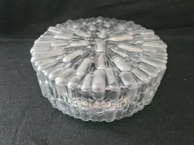 Ancien PLAFONNIER 1 FEUX APPLIQUE VINTAGE 1960/70 en VERRE MOULÉ   ÉPAIS