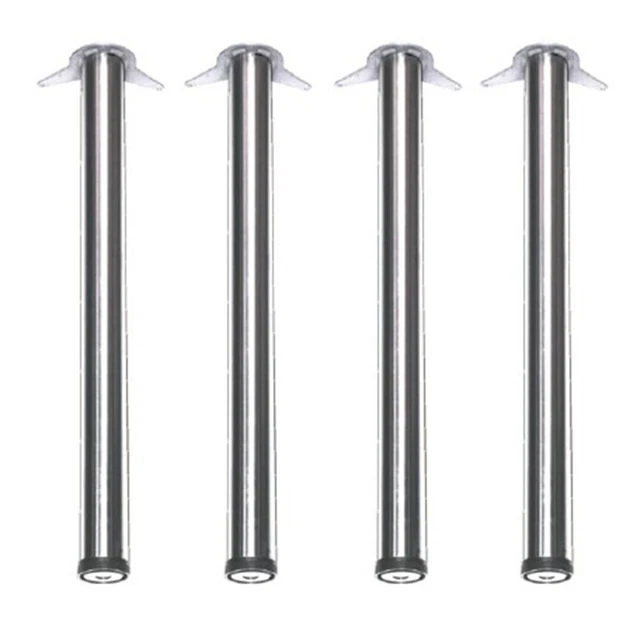 Tonitec Juego de Patas Mesa Pie Acero Inoxidable Óptica/Cromo D60mm 710MM A 4
