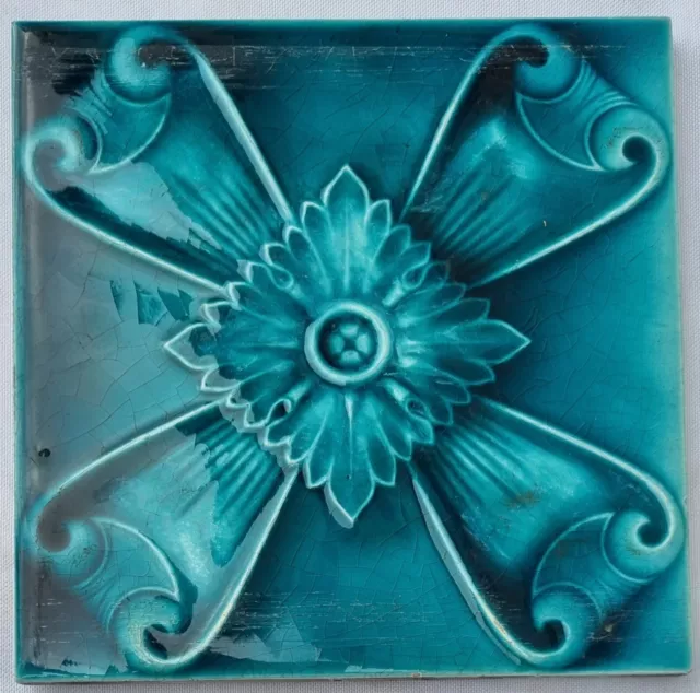 Art Nouveau Majolica Tile. Henry Richards , C1905.