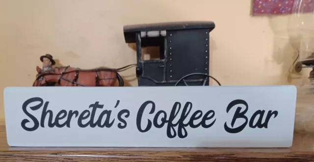 Personalized Coffee Bar Rustic Primitive Farmhouse Sign Country Home Décor 12"