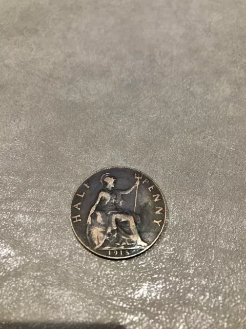 British Half Penny Coin King George V, 1918