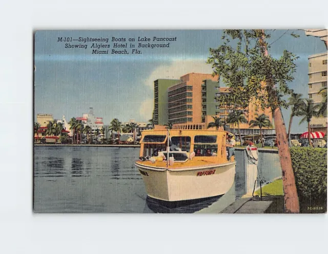 Postcard Sightseeing Boats on Lake Pancoast Miami Beach Florida USA
