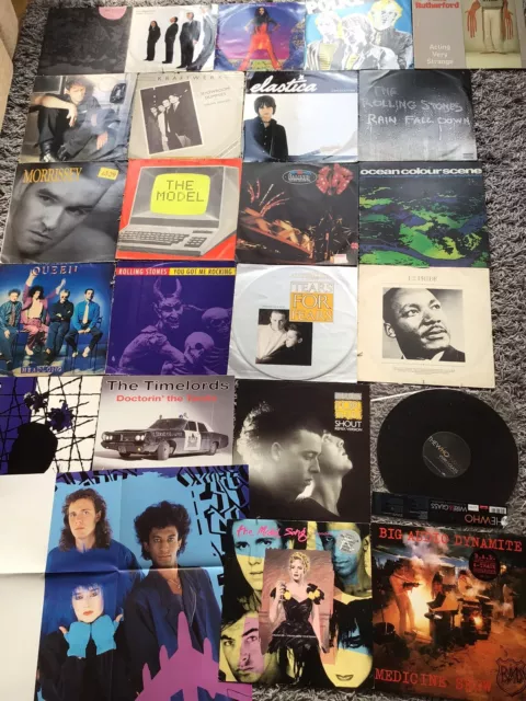 Vinyl Record Job Lot Collection X23 12” Rock Indie Alt Kraftwerk Stones KLF LOOK