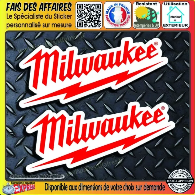 lot 2 Stickers autocollant Milwaukee outillage tool adhésif decal sponsor