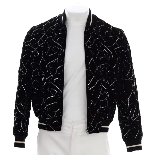 Saint Laurent Men's Teddy Varsity Jacket Embellished Velvet Black