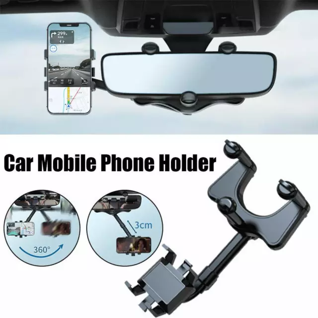 360°Multifunctional Retractable Rotatable Car Rearview Mirror Phone Holder*1