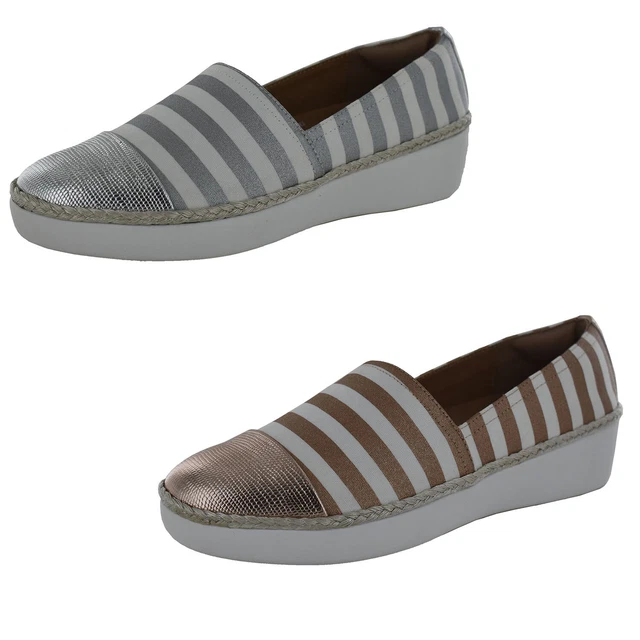 Fitflop Womens Dahlia Metallic Stripe Espadrille Shoes