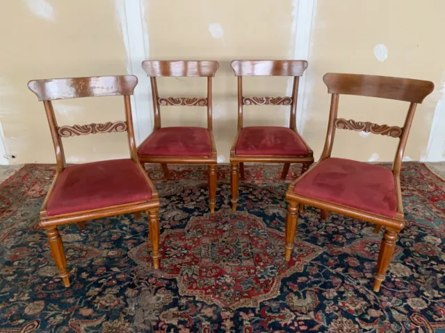 Gruppe Von 4 Renommierten Stühle Stil Carlo X Walnuss Grande Geschmack Prestigi
