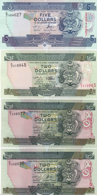 Lot 4 banknotes Solomon Islands Dollars UNC