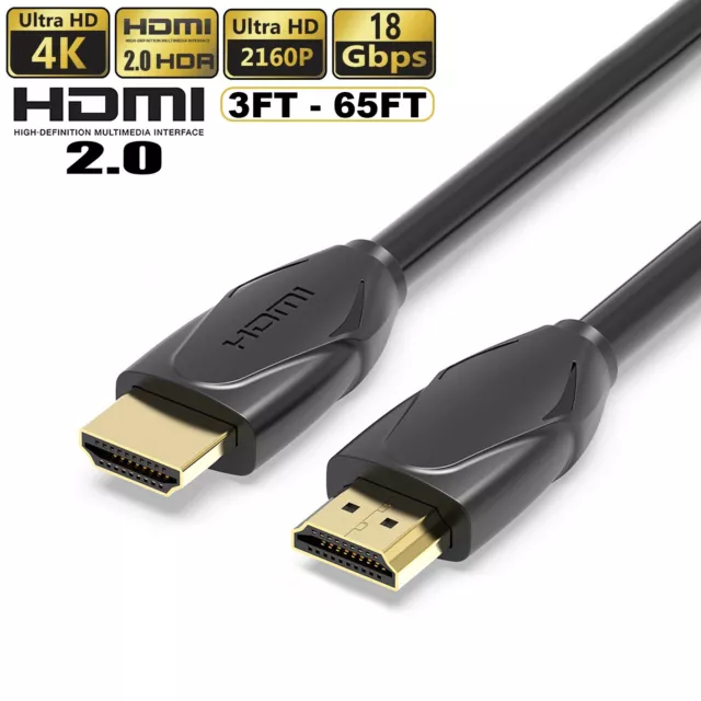 4K HDMI CABLE 2.0 HIGH SPEED GOLD PLATED BRAIDED LEAD 2160P 3D HDTV UHD 0,5m-20m