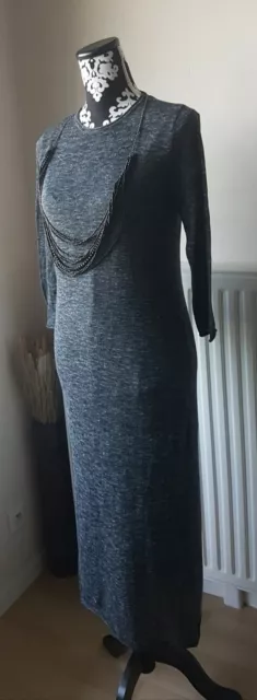 Tunique/Robe ouverte, Zara, gris chiné, taille: M