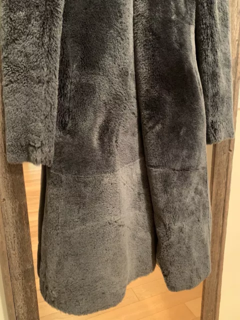 $4850 Armani Collezioni  Reversible Shearling Lamb Coat Dark Grey Size 2 3
