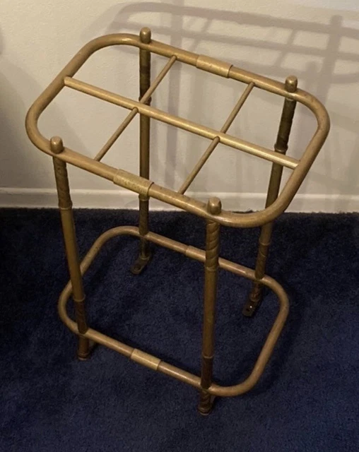 Vintage Brass 6 Umbrella Stand Late Victorian Art Deco England
