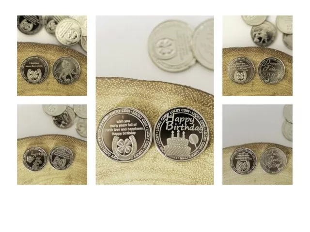 Lucky Coins Engraved Sentimental Good Luck Father Mother Birthday Gift Keepsake