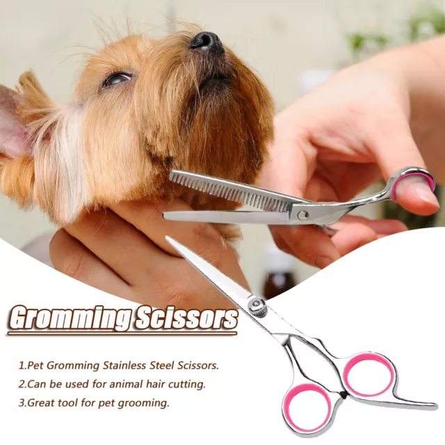 Pet Gromming Scissors Stainless Steel Dog Cat Hair Cutting Thinning Shears UK