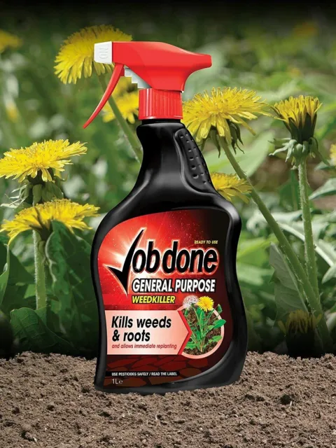 2 x  Job Done General Purpose Weed Killer 1L Kills Weeds & Roots