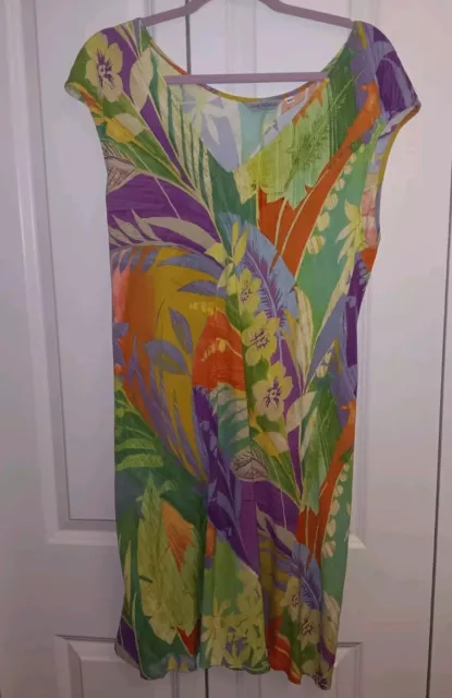 JAMS WORLD XL Floral Print V-Neck Dress RAINGLOW