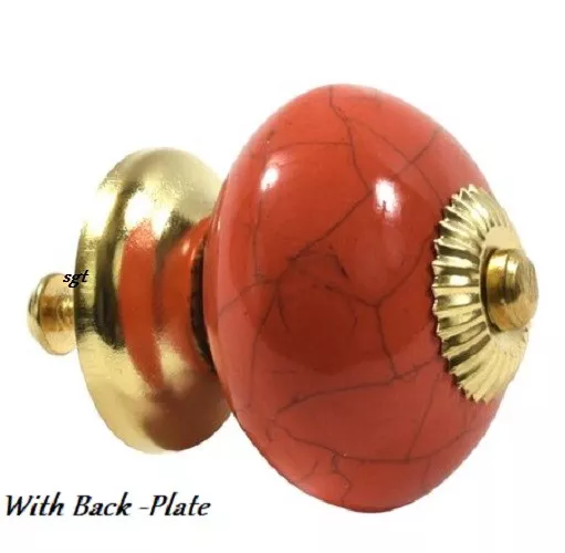 porcelain Ceramic Cabinet Knobs  with Backplate Hardware Drawer Pulls Handles