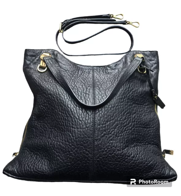 BLACK Vince Camuto Lamb Leather Tote Handbag - Eliza $242 VGUC