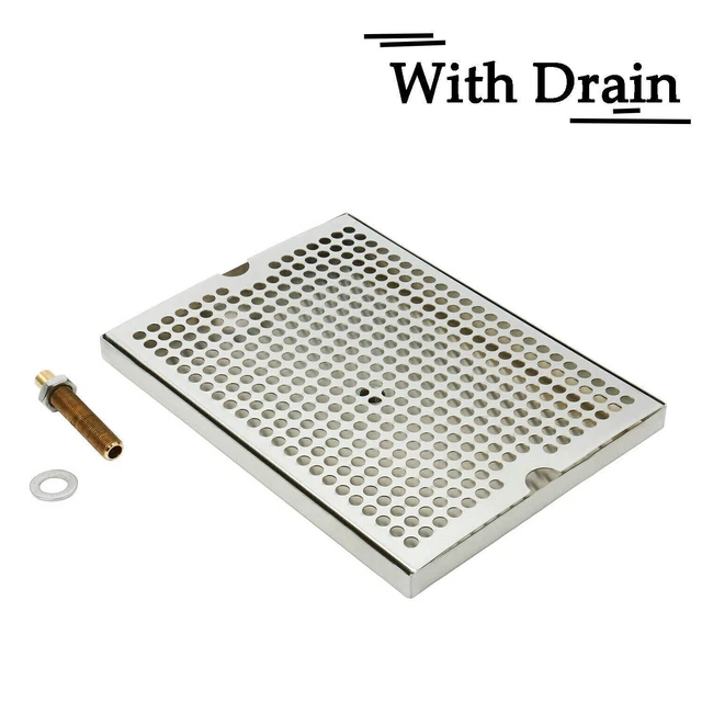 1 PCS 12"L x 9"W 304 Stainless Steel Mount Drip Tray with Brass Drain/Nipple/Nut