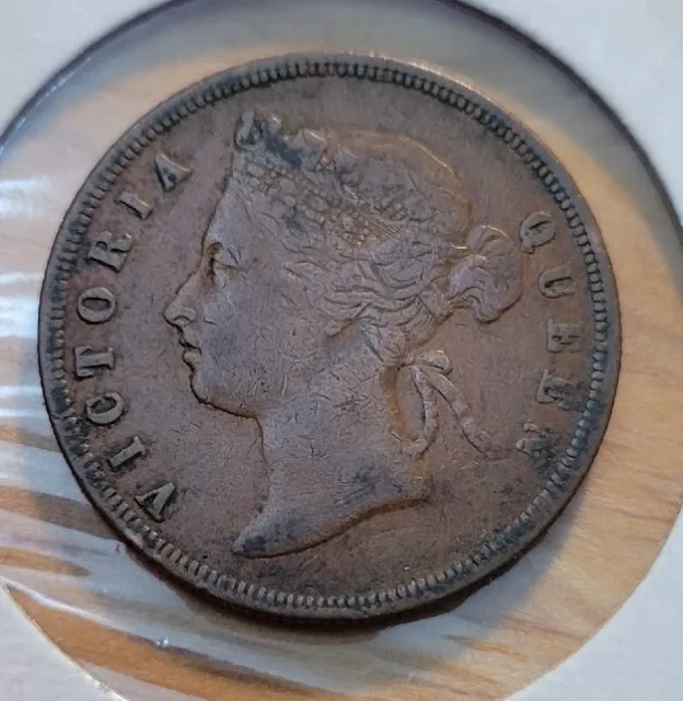 1888 Straits Settlement Queen Victoria 1 Cent World Coin