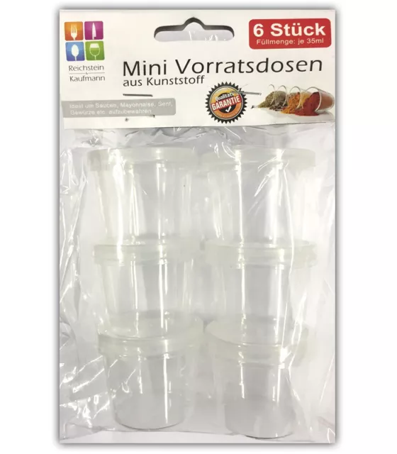 6x Mini Aufbewahrungsdosen | Saucen Gewürze Vorratsdosen | Frischhaltedosen