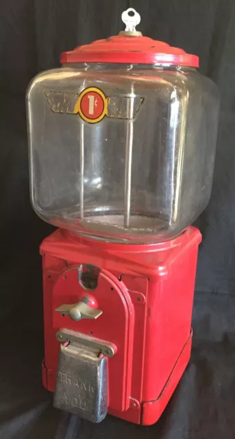 Vintage Original 1950’s Square Globe Victor Gumball Vending Machine VVC95 w/Key