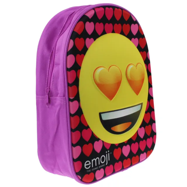 Girls Backpack Pink Love Hearts Emoji 3D School Bag Kids Back Pack Rucksack