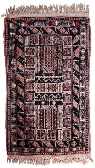 Alfombra anejo Afgano Baluch hecho a mano 50cm x 84cm 1950s - 1C1044