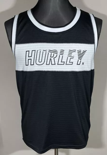 Hurley Men's Tank Top Black with Logo 100% Polyester Size S