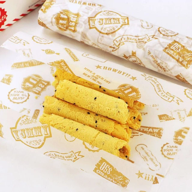 50 piezas/bolsa de papel de picnic para alimentos patrón corazón antiadherente papel de hamburguesa comida