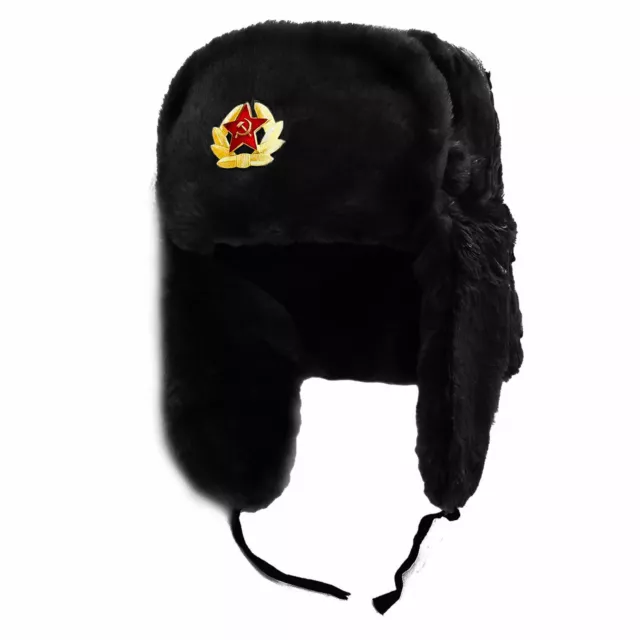 Russian Hat Soviet Army USSR Badge Real Military Soldiers Ushanka Fur Headwear