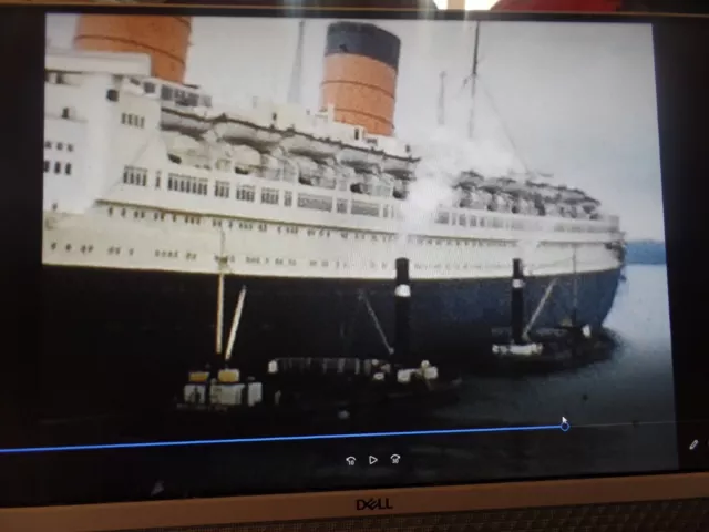 Rare 8mm Home Movie Film Reel CUNARD OCEAN LINER QUEEN ELIZABETH SHIP BOAT A857