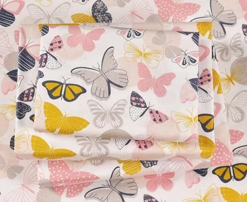 Multi Colorful Cute 100% Cotton 3 Pieces Sheet Set for Kids Twin Butterfly