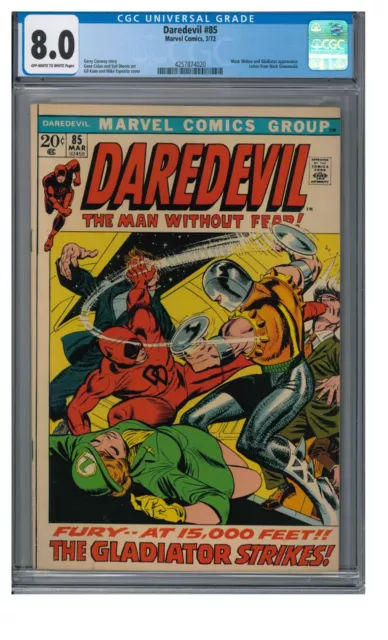Daredevil #85 (1972) Bronze Age Gladiator Nice CGC 8.0 ED799