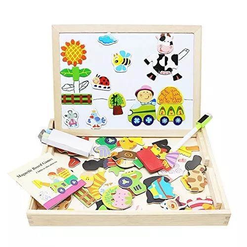 Planche à dessin magnétique pour enfants, Puzzle Double chevalet, jouet en  bois, carnet de croquis, cadeau, jouet de développement de l'intelligence