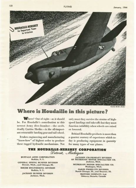 1944 HOUDAILLE-HERSHEY landing gear WWII Curtiss A-25 Shrike Vintage Print Ad