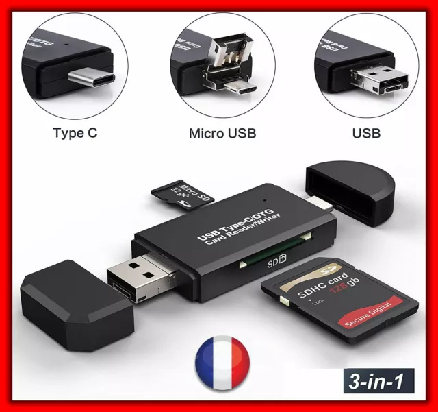 5 En 1 Lector de Tarjetas Memoria Tipo C / USB A/Micro SD Tf OTG Adaptador