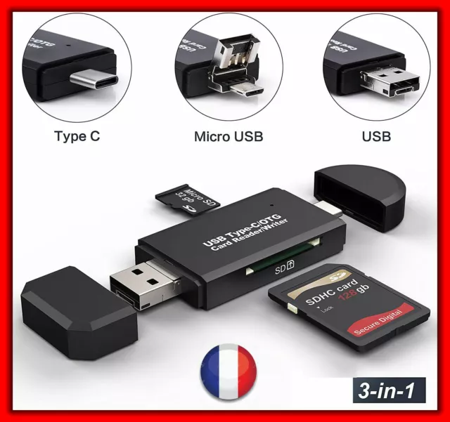 Lecteur de Carte Mémoire 5en1 Type C / USB A / Micro USB SD TF OTG Adaptateur
