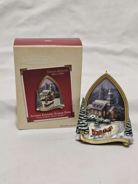 Hallmark 2002 Thomas Kinkade Keepsake Ornament Sunday Evening Sleigh Ride Light