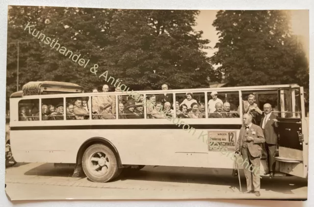 orig. Foto AK Braunschweig um 1930 Auto Bus Oldtimer HAPAG