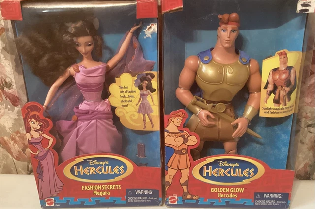 DISNEY'S HERCULES GOLDEN Glow Hercules & Fashion Secrets Megara Dolls ...