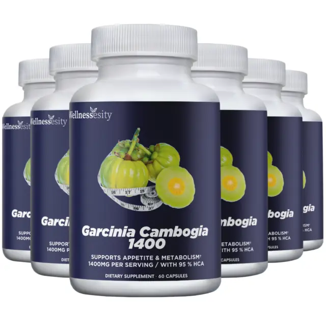 100% Pure GARCINIA CAMBOGIA Extract 95% Natural HCA 1400mg Fast Weight Loss 6pk