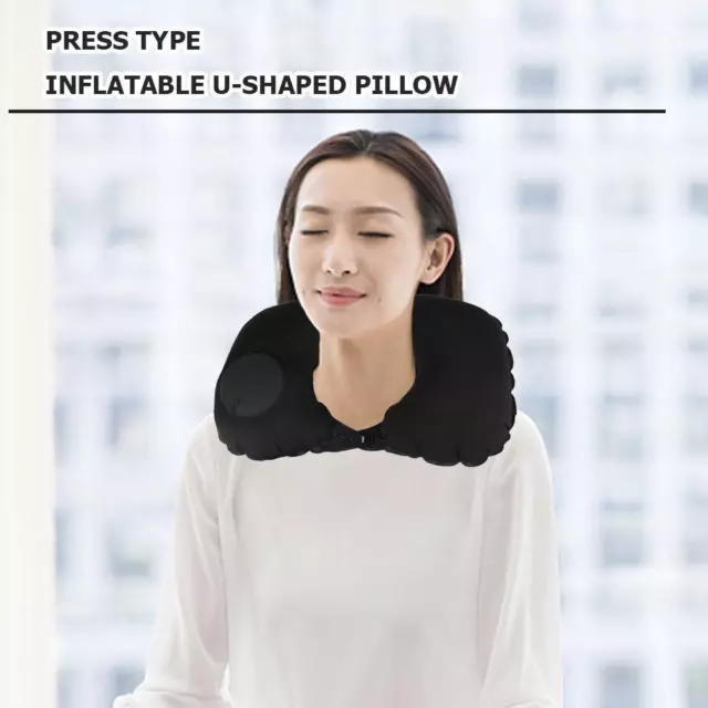 Almohada de viaje en forma de U, tipo prensa almohada inflable de viaje de aire,