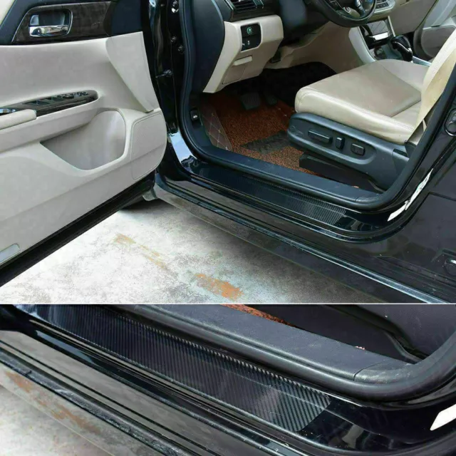 CAR ACCESSORIES CARBON Fiber Vinyl Wrap Door Sill Scuff Plate Protector ...