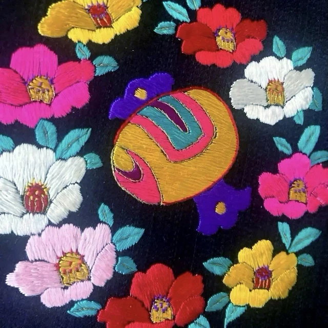 Japanese Obi Black Flower Silk Women 330cm Kimono Antique